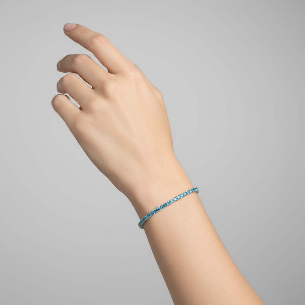 Juno Midi Tennis Bracelet – Light Blue Aquamarine