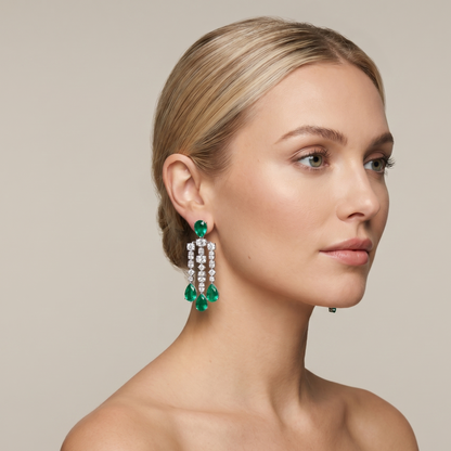 Nova Cascade Earrings – Colombian Green Emerald