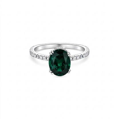Velara Pavé Solitaire Ring – Zambian Green Emerald