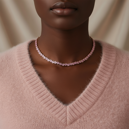 Amore Frame Tennis Necklace – Blue Sapphire