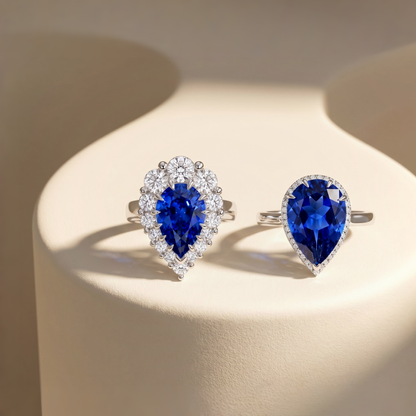 Nova Halo Ring – Blue Sapphire