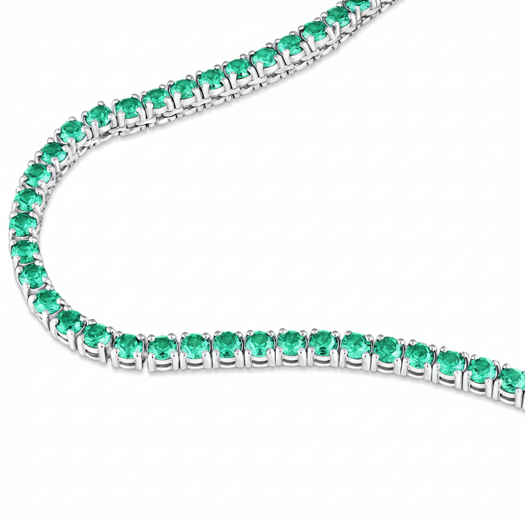 Juno Mini Tennis Necklace – Colombian Green Emerald