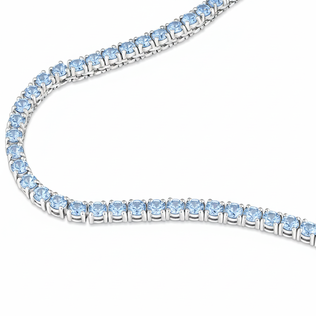 Juno Mini Tennis Necklace – Light Blue Aquamarine