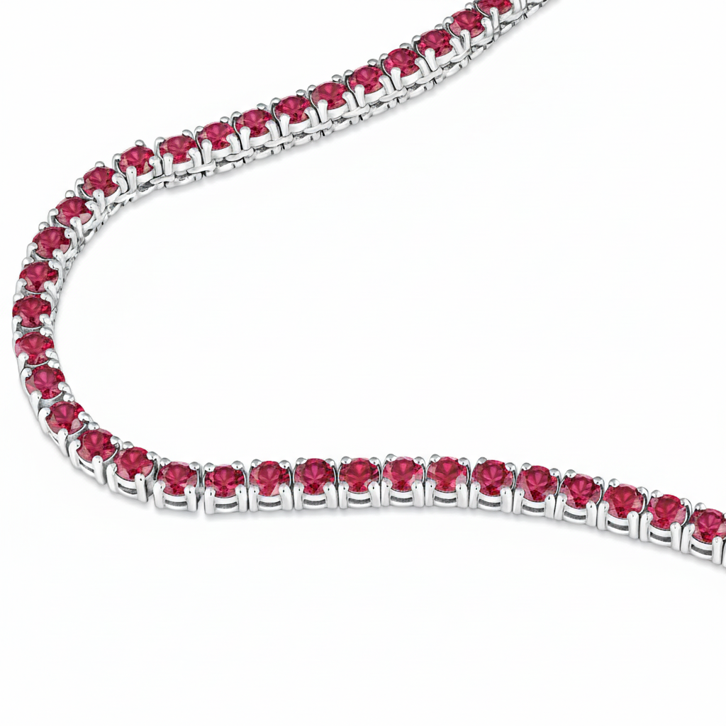 Juno Mini Tennis Necklace – Red Ruby