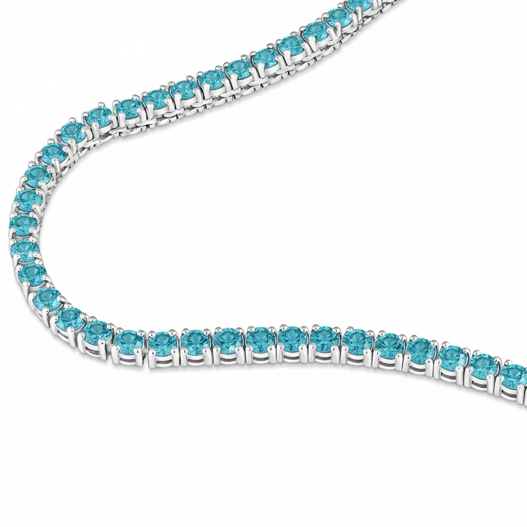 Juno Half Tennis Necklace – Teal Blue Spinel