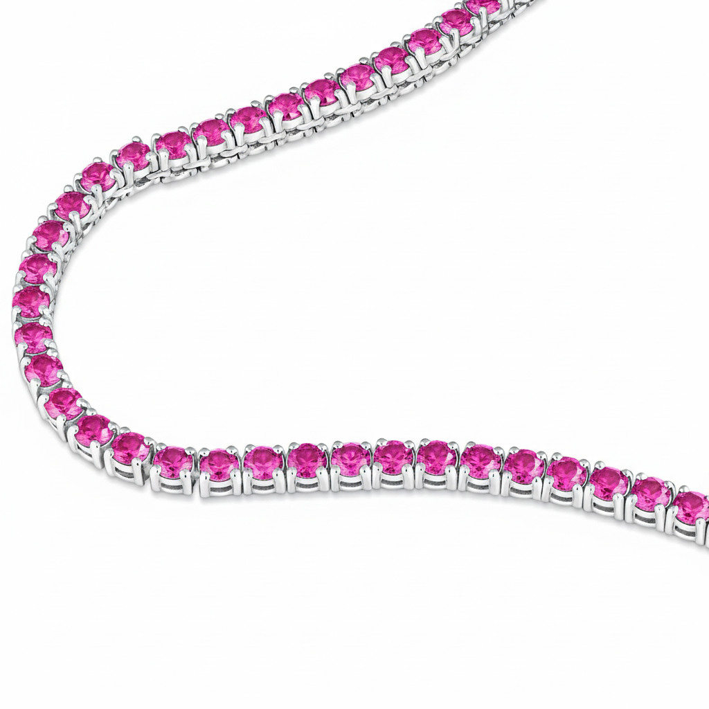 Juno Mini Tennis Necklace – Vivid Pink Sapphire