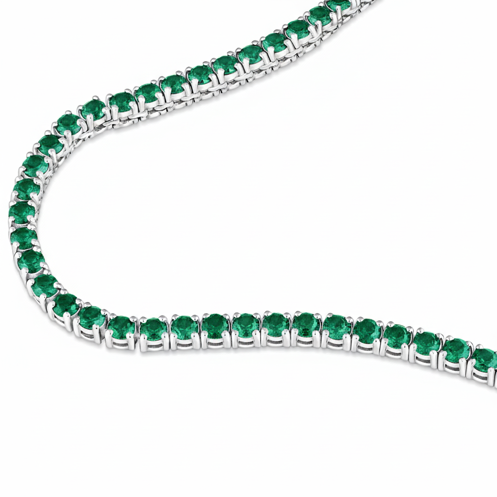 Juno Mini Tennis Necklace – Zambian Green Emerald