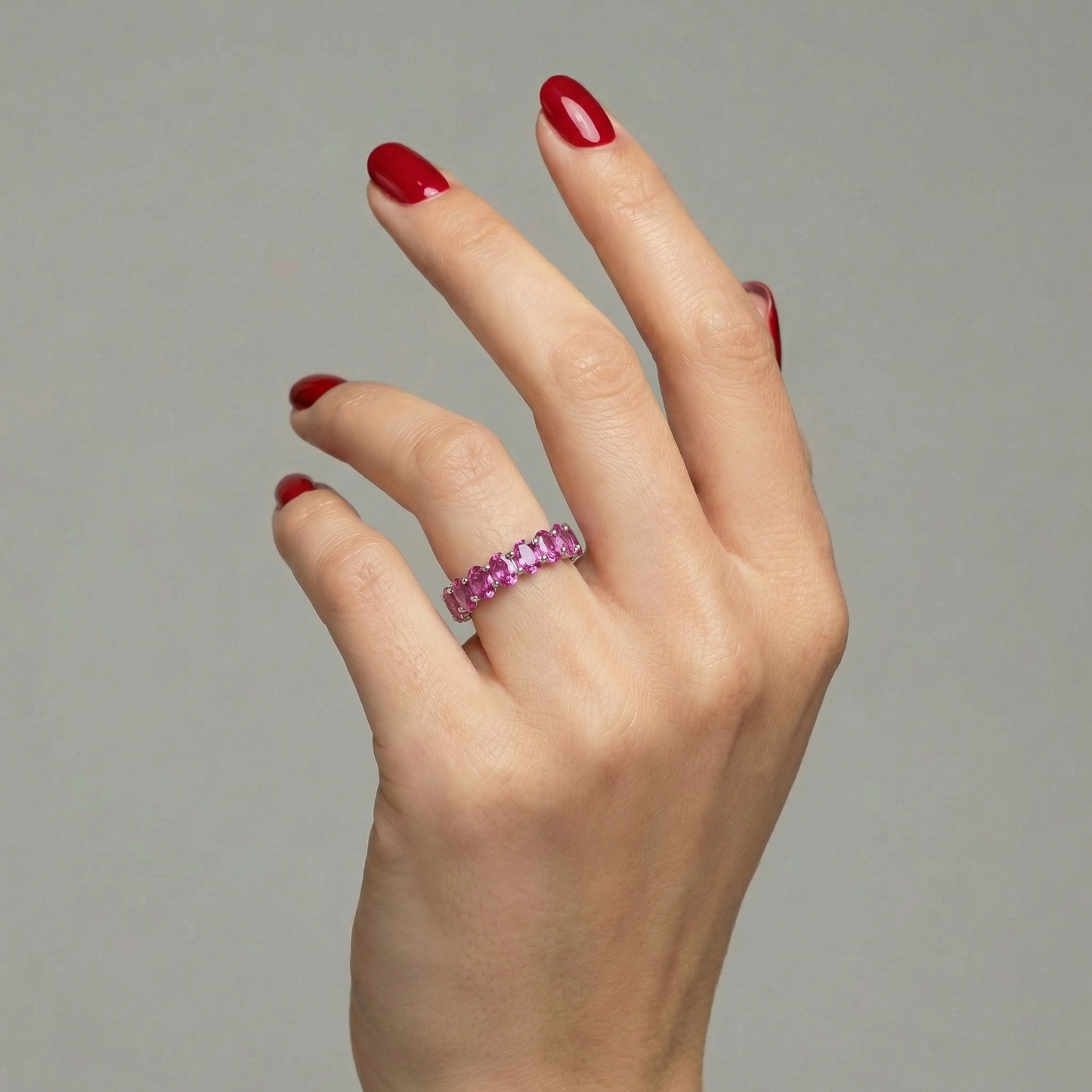 Velara Eternity Ring – Vivid Pink Sapphire