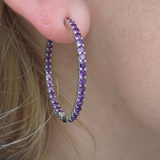 Linea Grande Hoop Earrings – Purple Amethyst