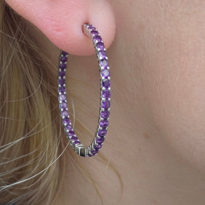 Linea Grande Hoop Earrings – Purple Amethyst