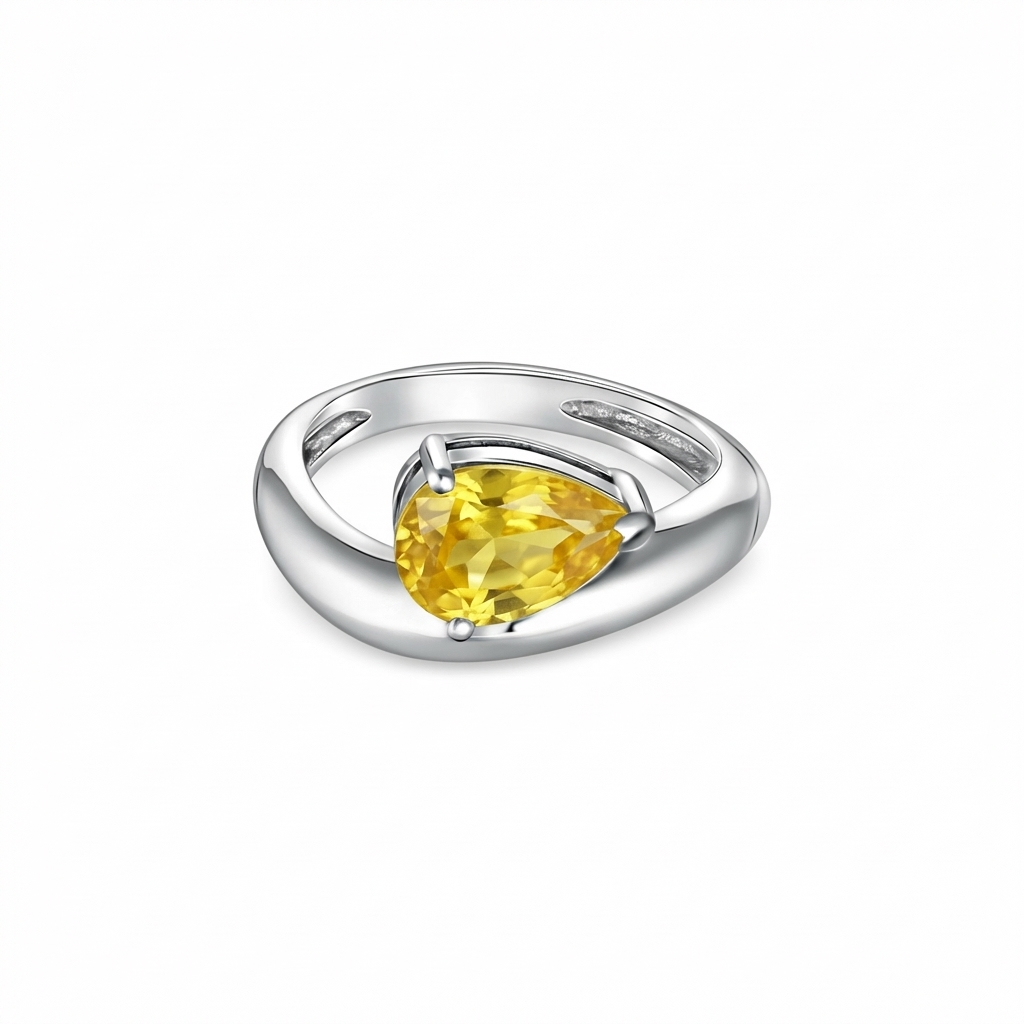 Nova Wave Solitaire Ring – Yellow Sapphire