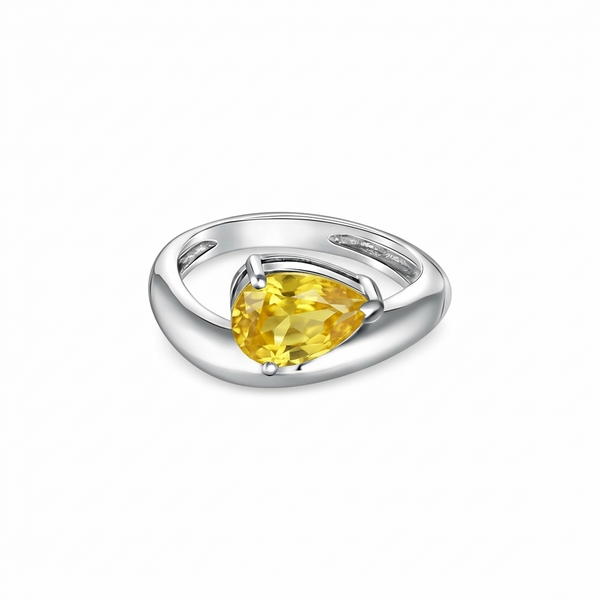 Nova Wave Solitaire Ring – Yellow Sapphire