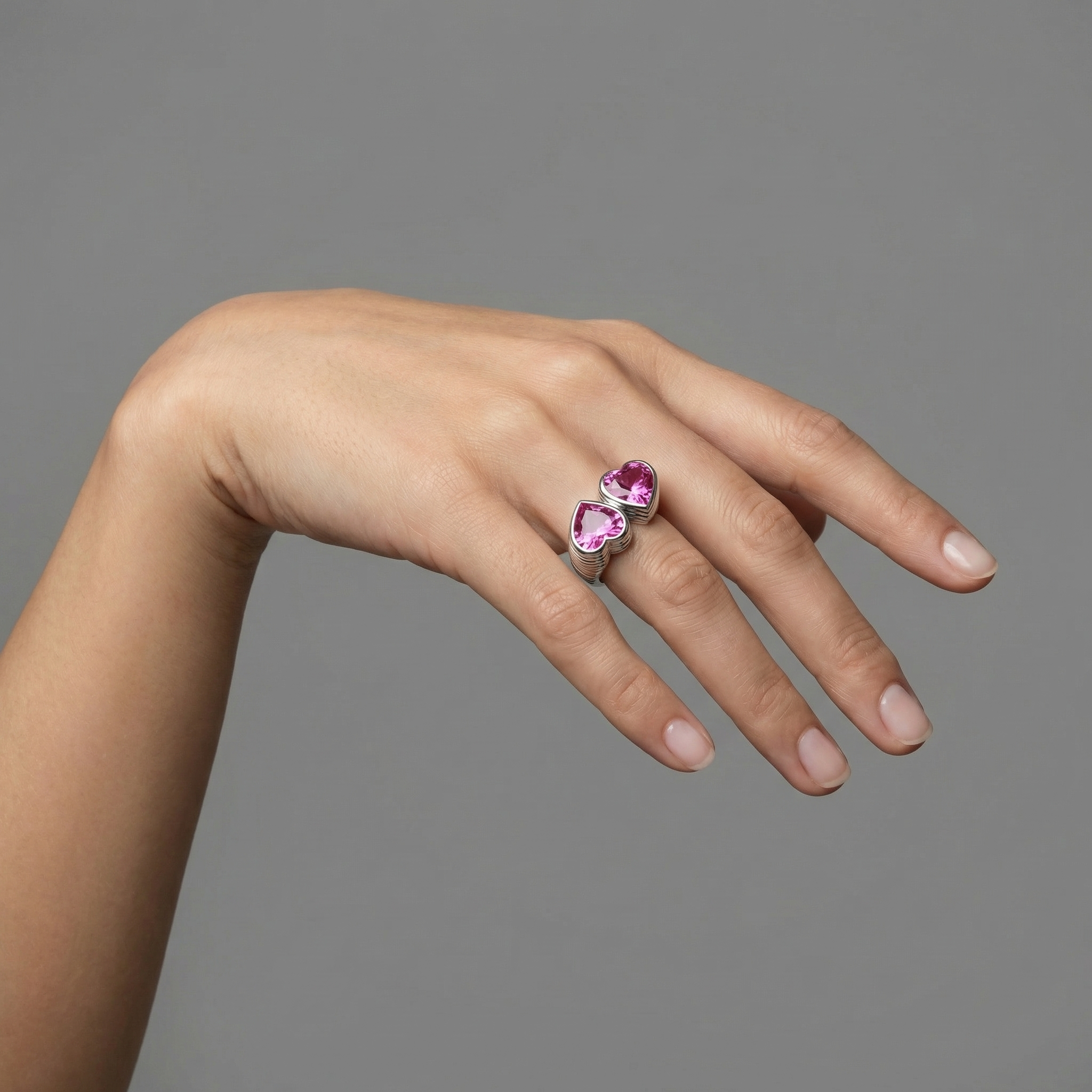 Amore Double Signet Ring – Vivid Pink Sapphire