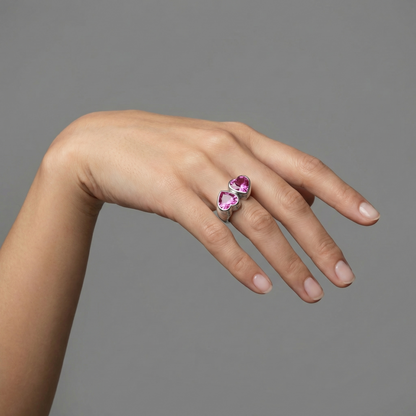 Amore Double Signet Ring – Vivid Pink Sapphire