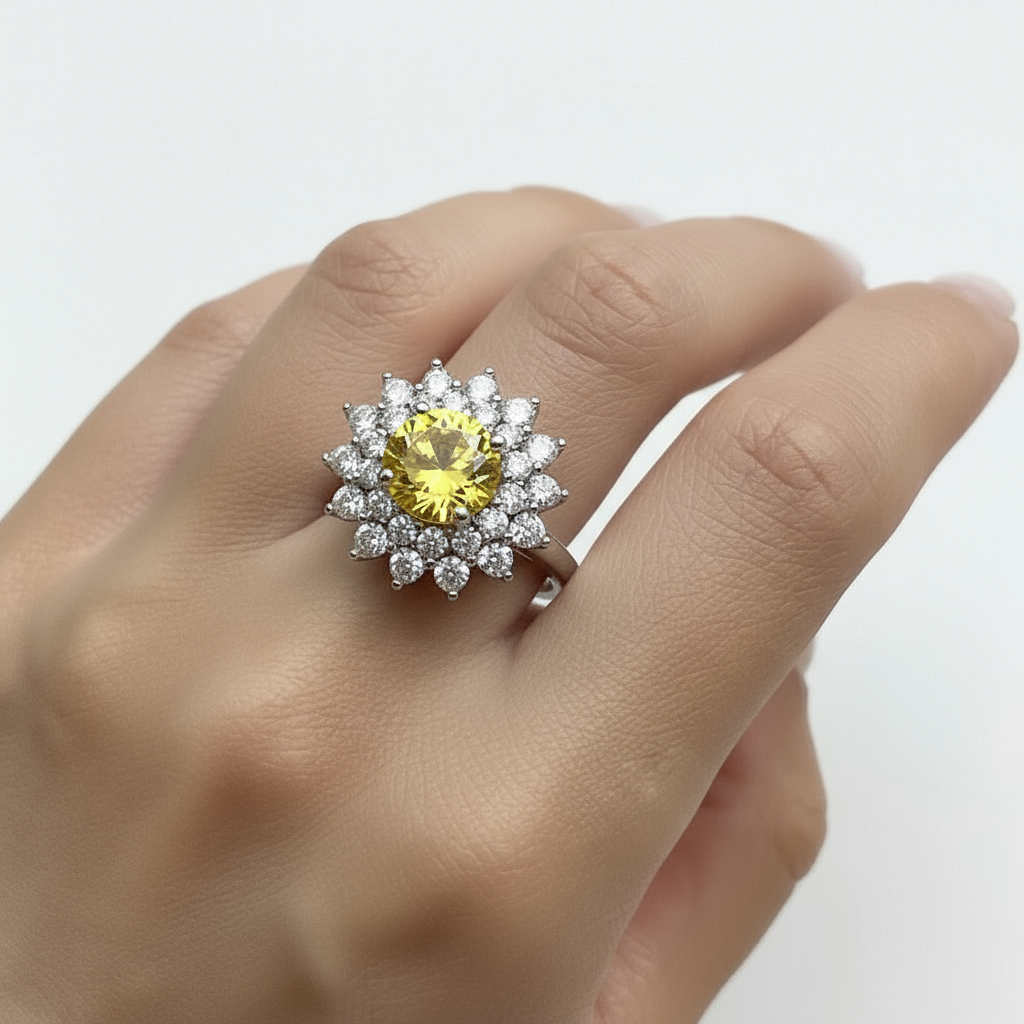 Juno Flower Ring – Yellow Sapphire