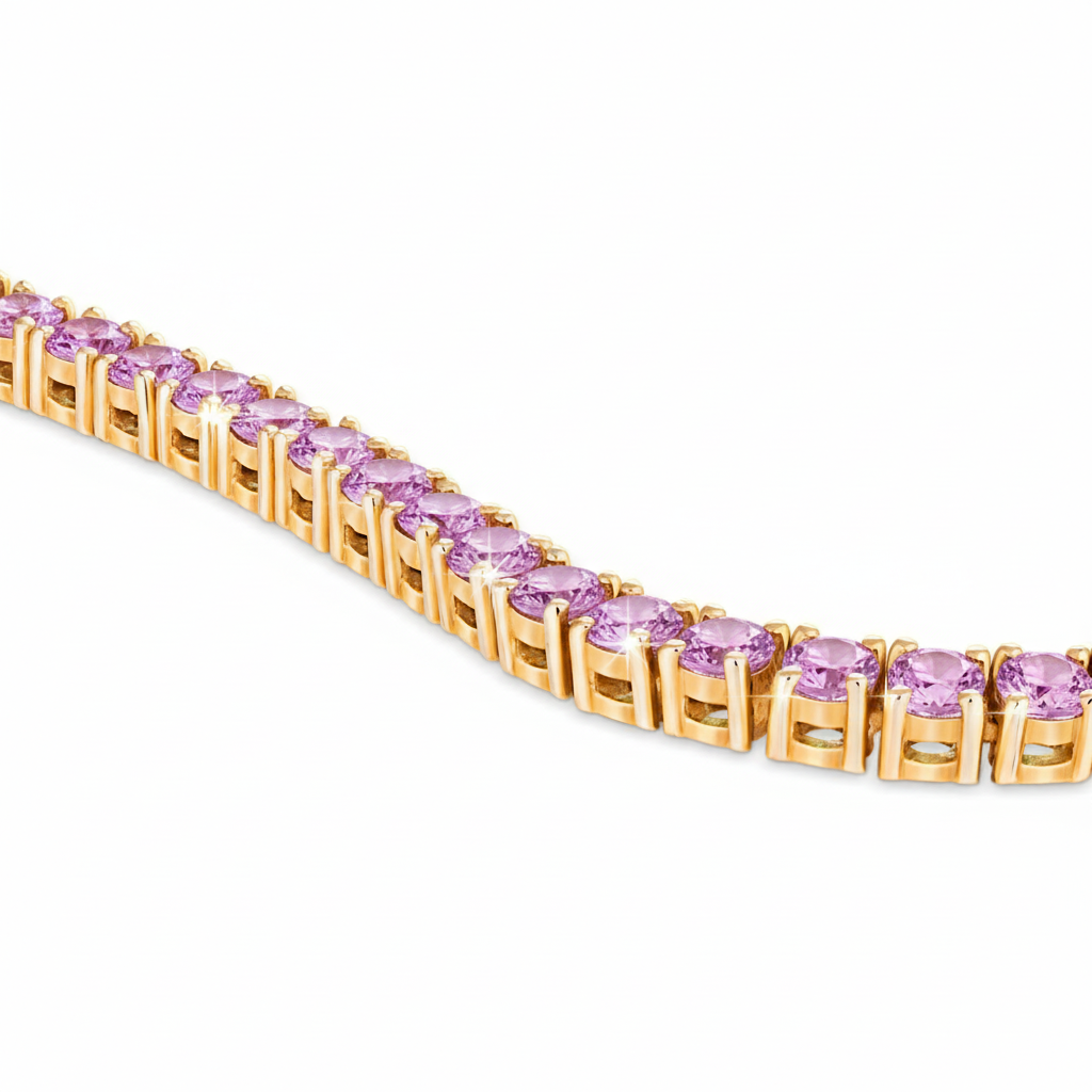 Juno Midi Tennis Necklace – Light Pink Sapphire