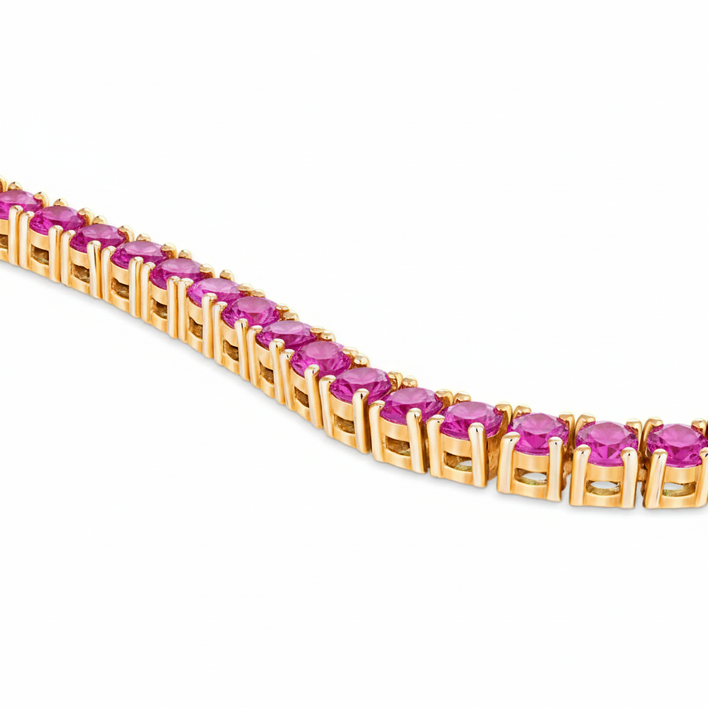 Juno Midi Tennis Necklace – Vivid Pink Sapphire