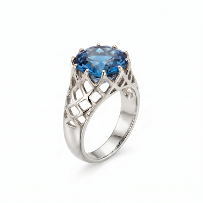 Juno Trellis Ring – Teal Blue Spinel