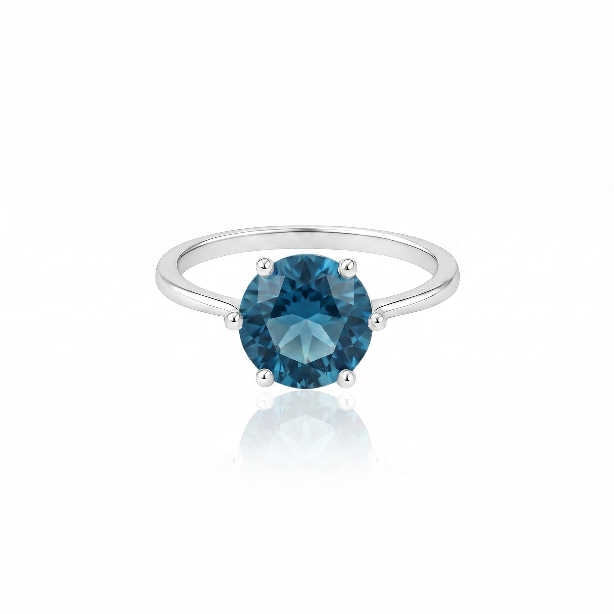 Juno Bold Solitaire Ring – Teal Blue Spinel