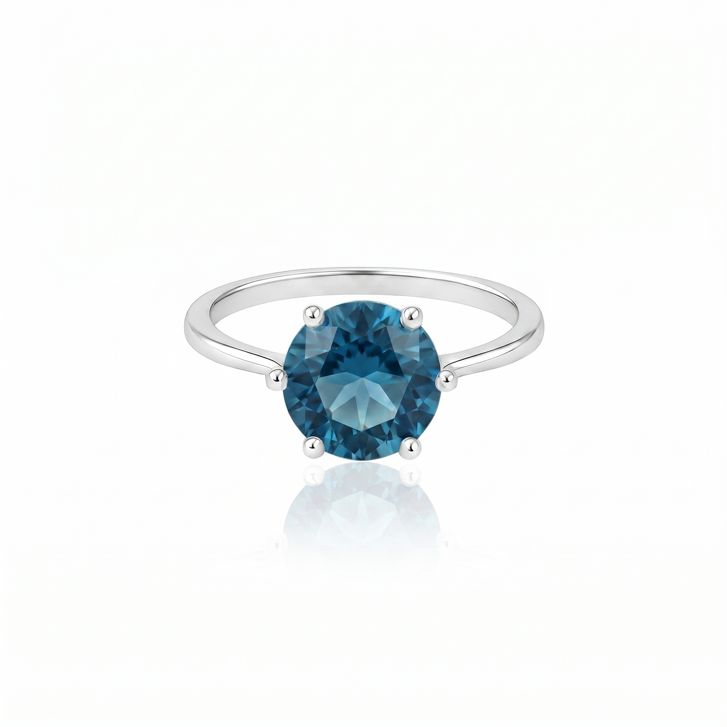 Juno Bold Solitaire Ring – Teal Blue Spinel