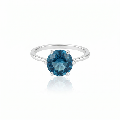 Juno Bold Solitaire Ring – Teal Blue Spinel