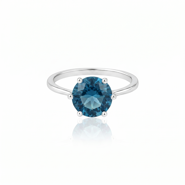 Juno Bold Solitaire Ring – Teal Blue Spinel