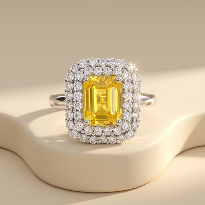 Nexus Double Halo Ring – Yellow Sapphire