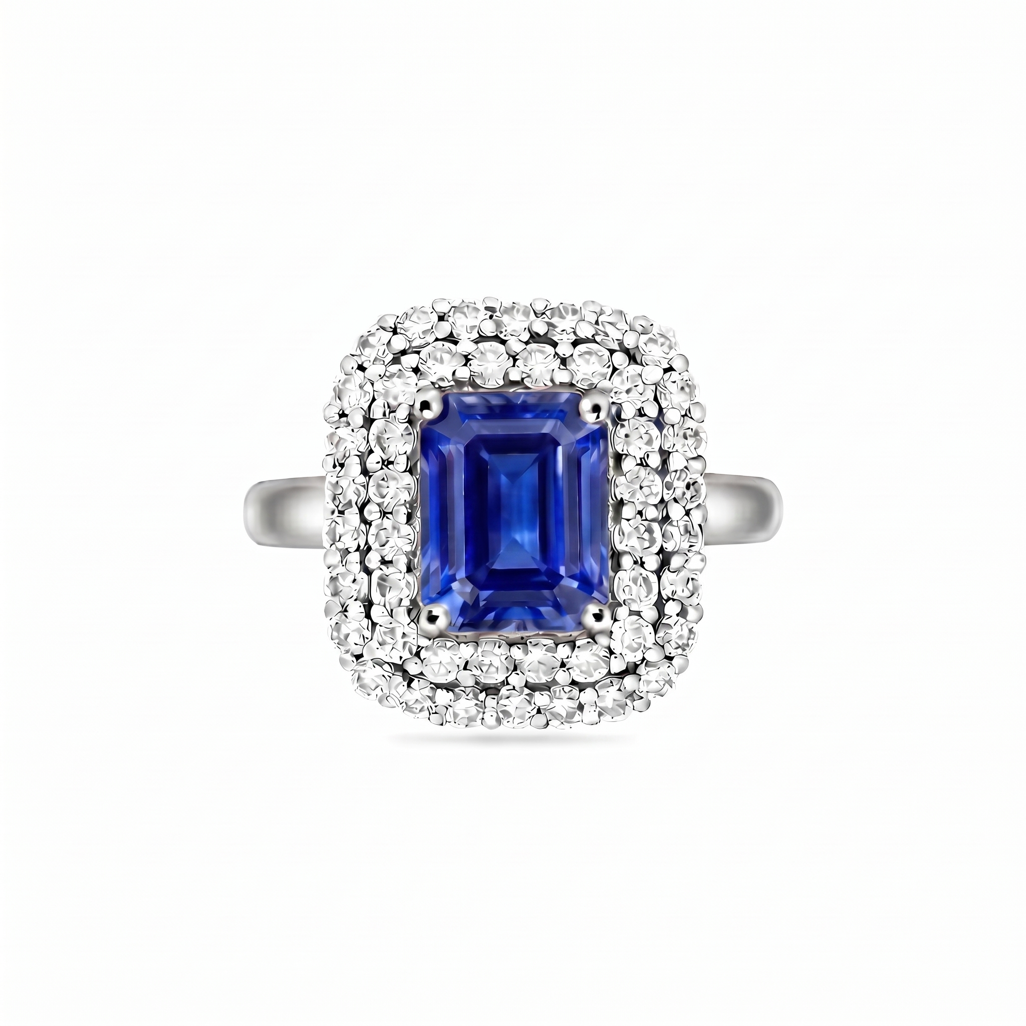 Nexus Double Halo Ring – Blue Sapphire