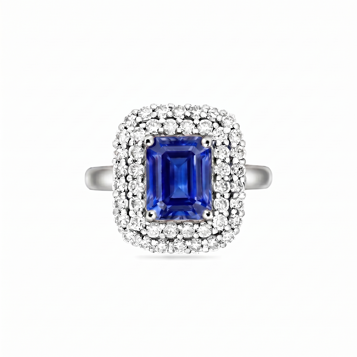 Nexus Double Halo Ring – Blue Sapphire