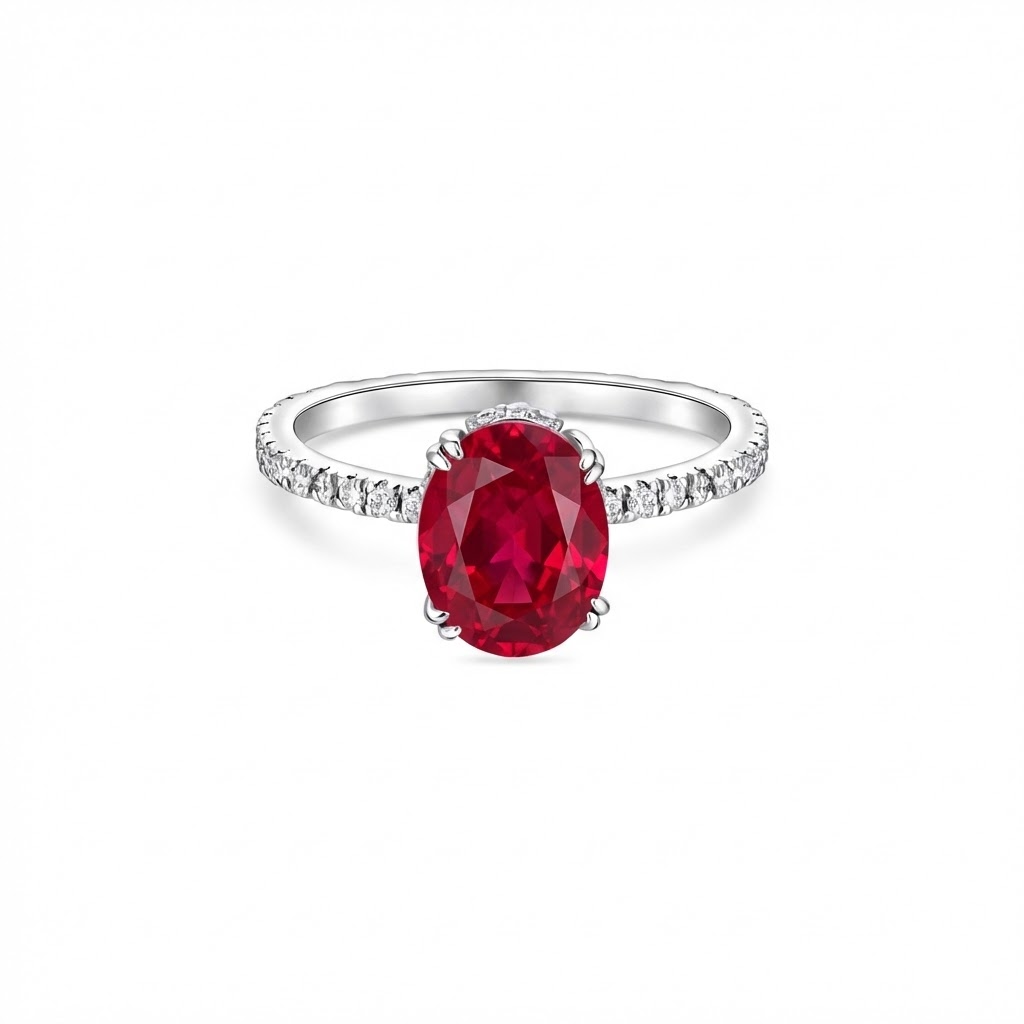 Velara Pavé Solitaire Ring – Red Ruby