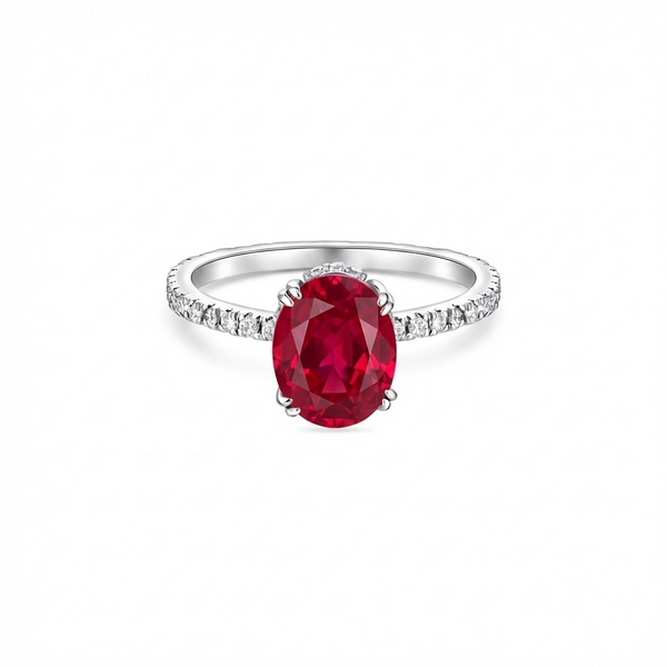 Velara Pavé Solitaire Ring – Red Ruby