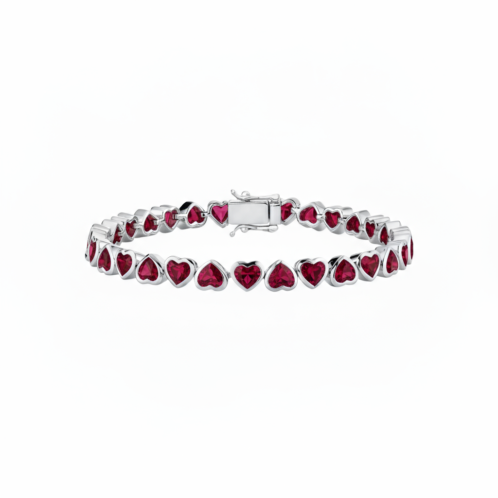 Amore Frame Tennis Bracelet – Deep Red Garnet