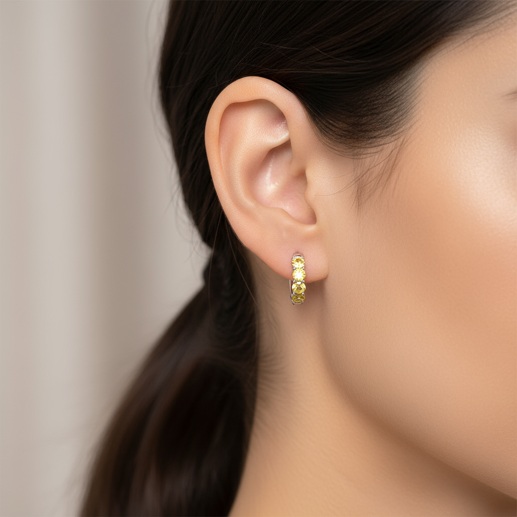 Linea Chunky Hoop Earrings – White Diamond