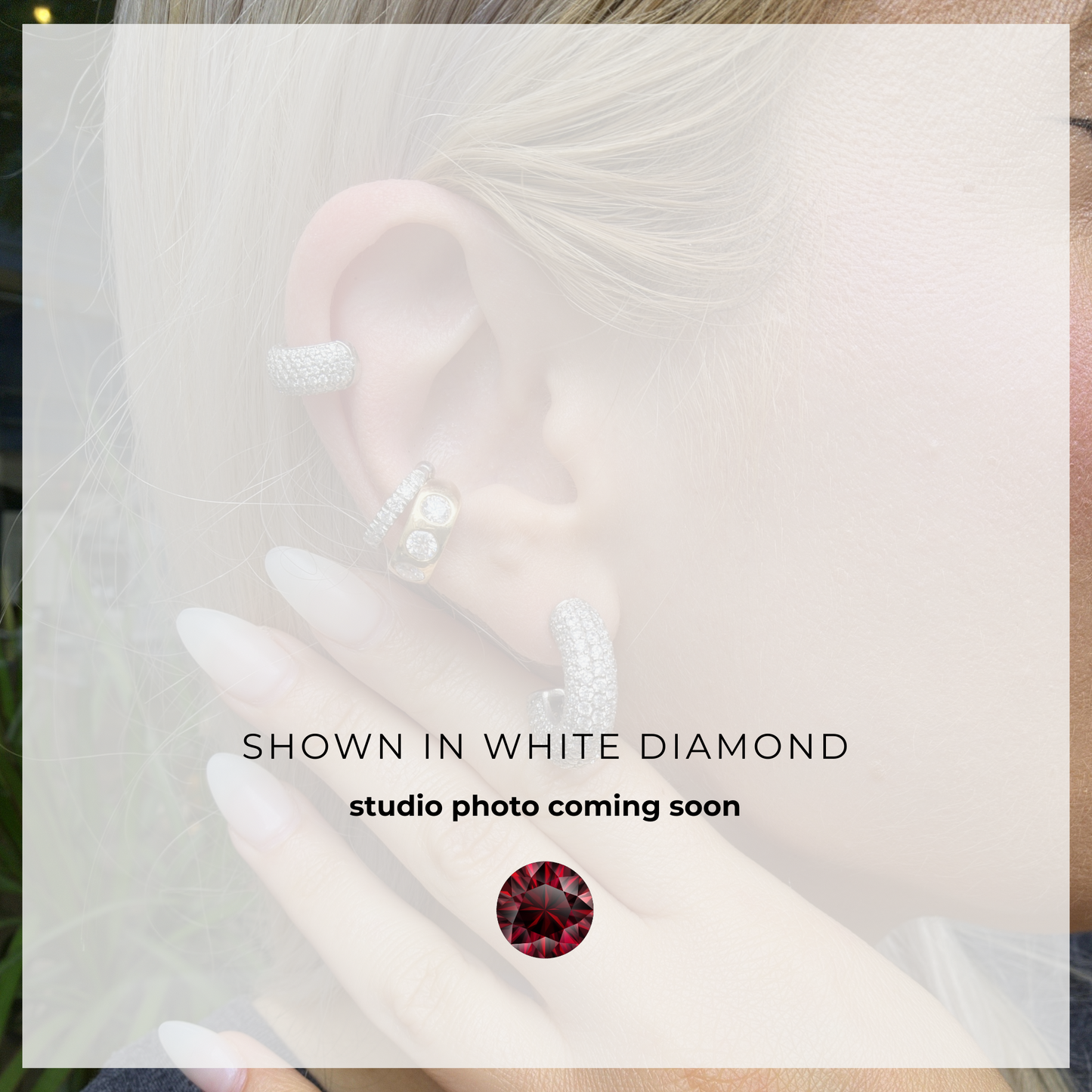 Linea Bold Ear Cuff – Deep Red Garnet