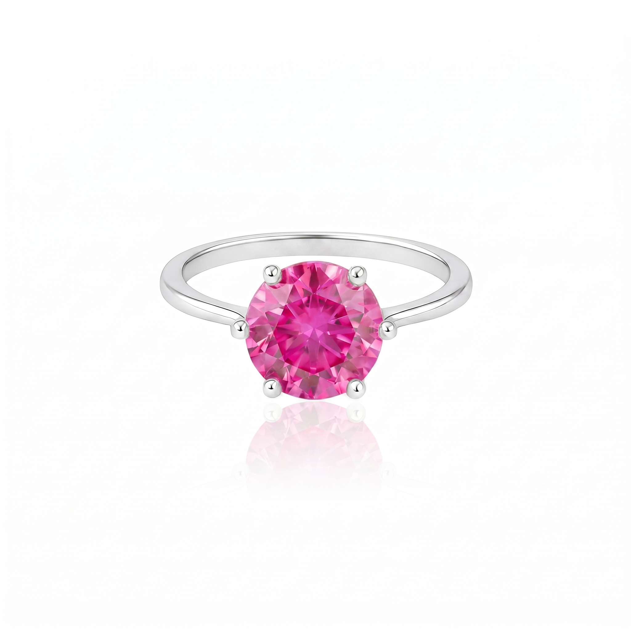 Juno Bold Solitaire Ring – Vivid Pink Sapphire