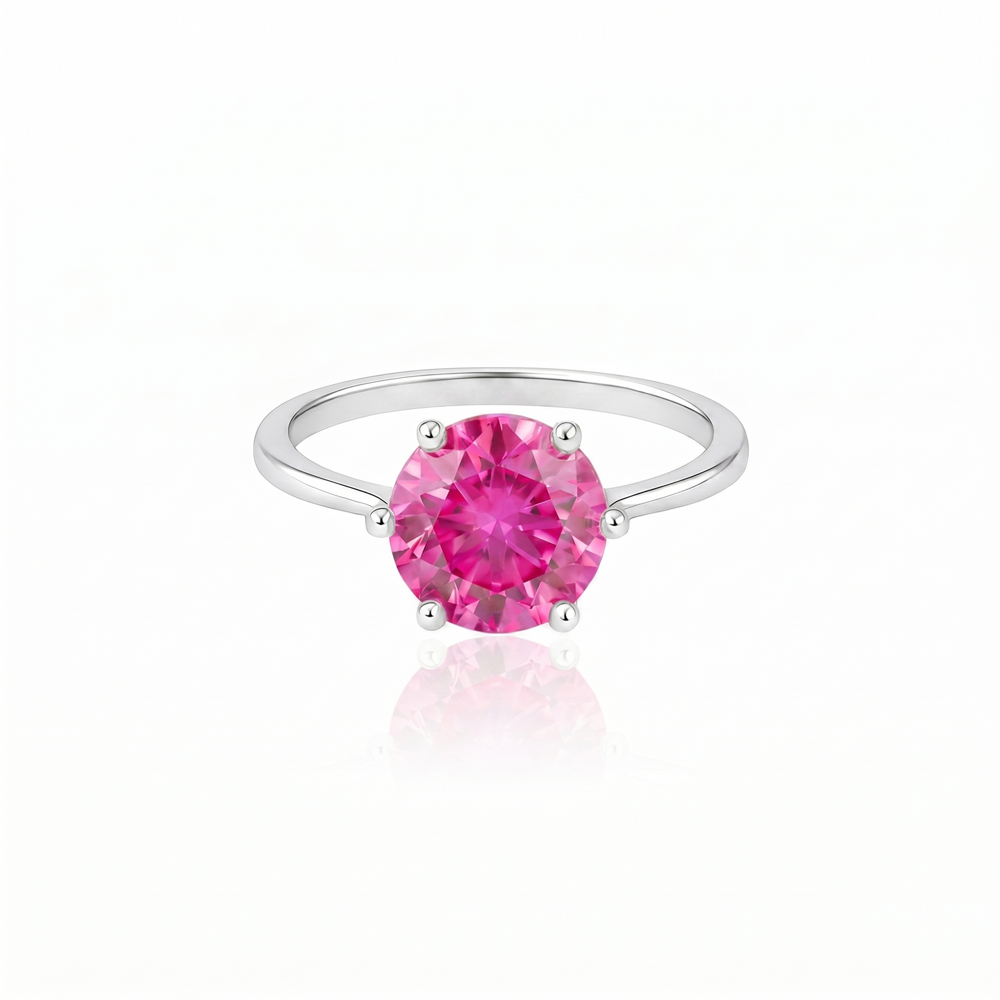 Juno Bold Solitaire Ring – Vivid Pink Sapphire