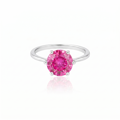 Juno Bold Solitaire Ring – Vivid Pink Sapphire