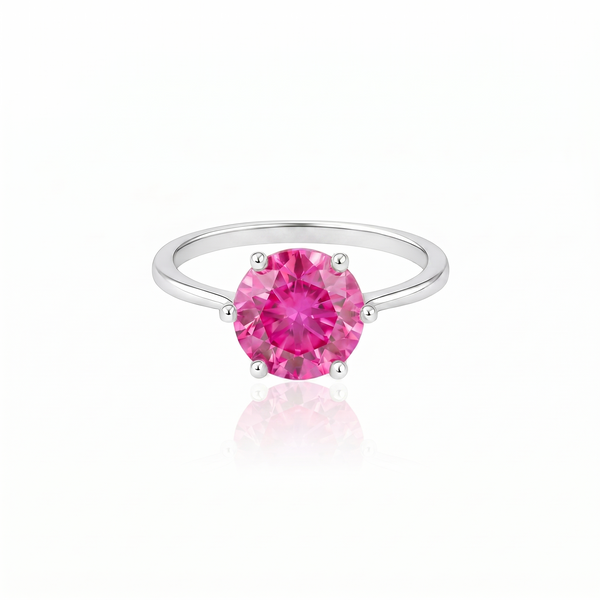 Juno Bold Solitaire Ring – Vivid Pink Sapphire
