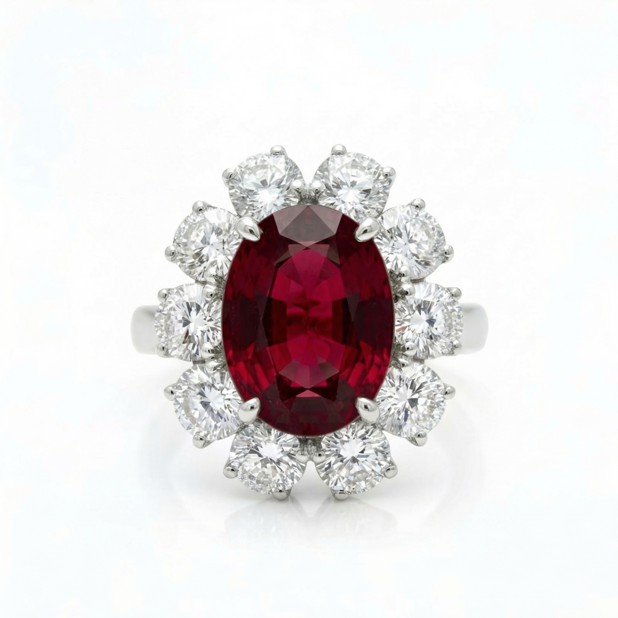 Velara Grand Halo Ring – Deep Red Garnet