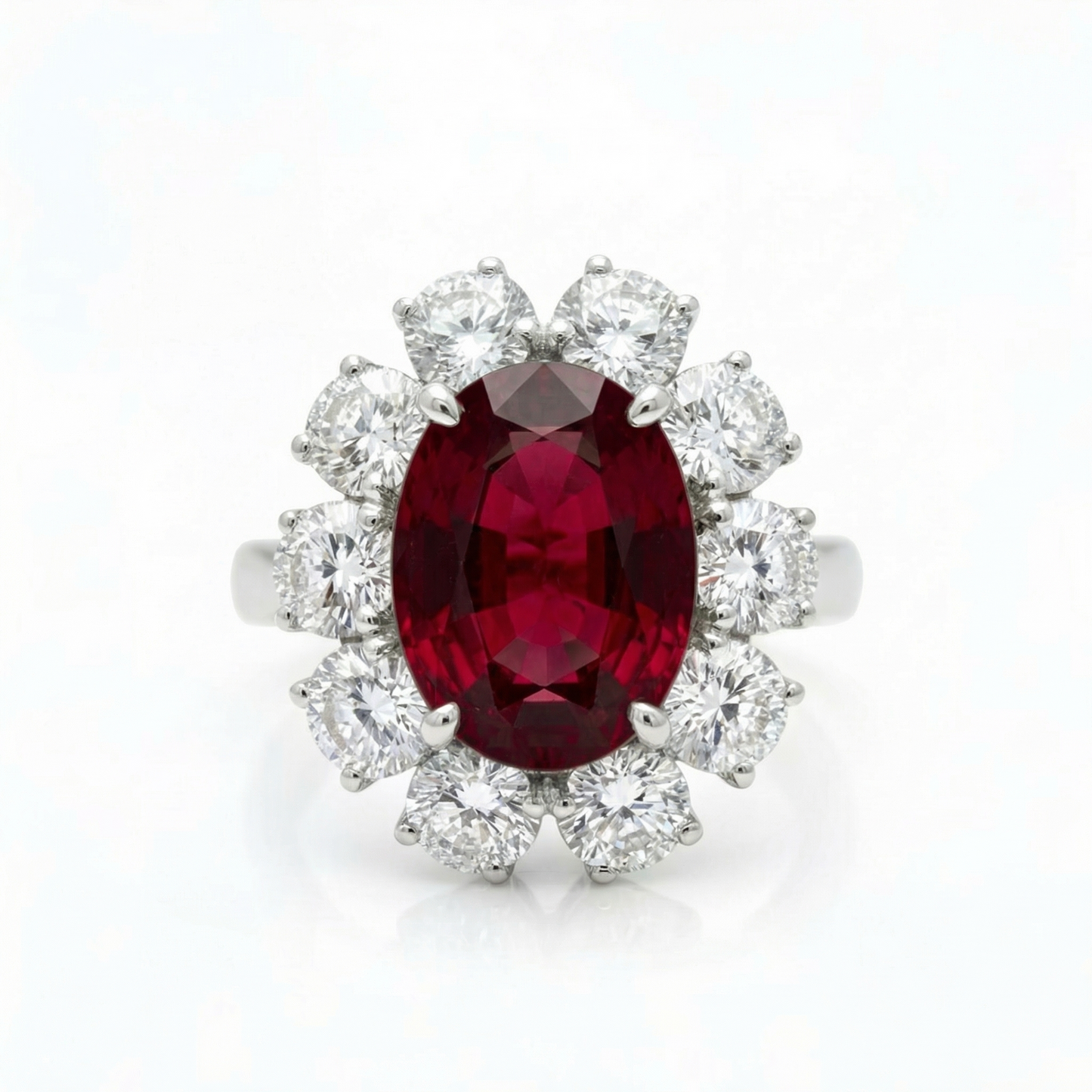 Velara Grand Halo Ring – Deep Red Garnet