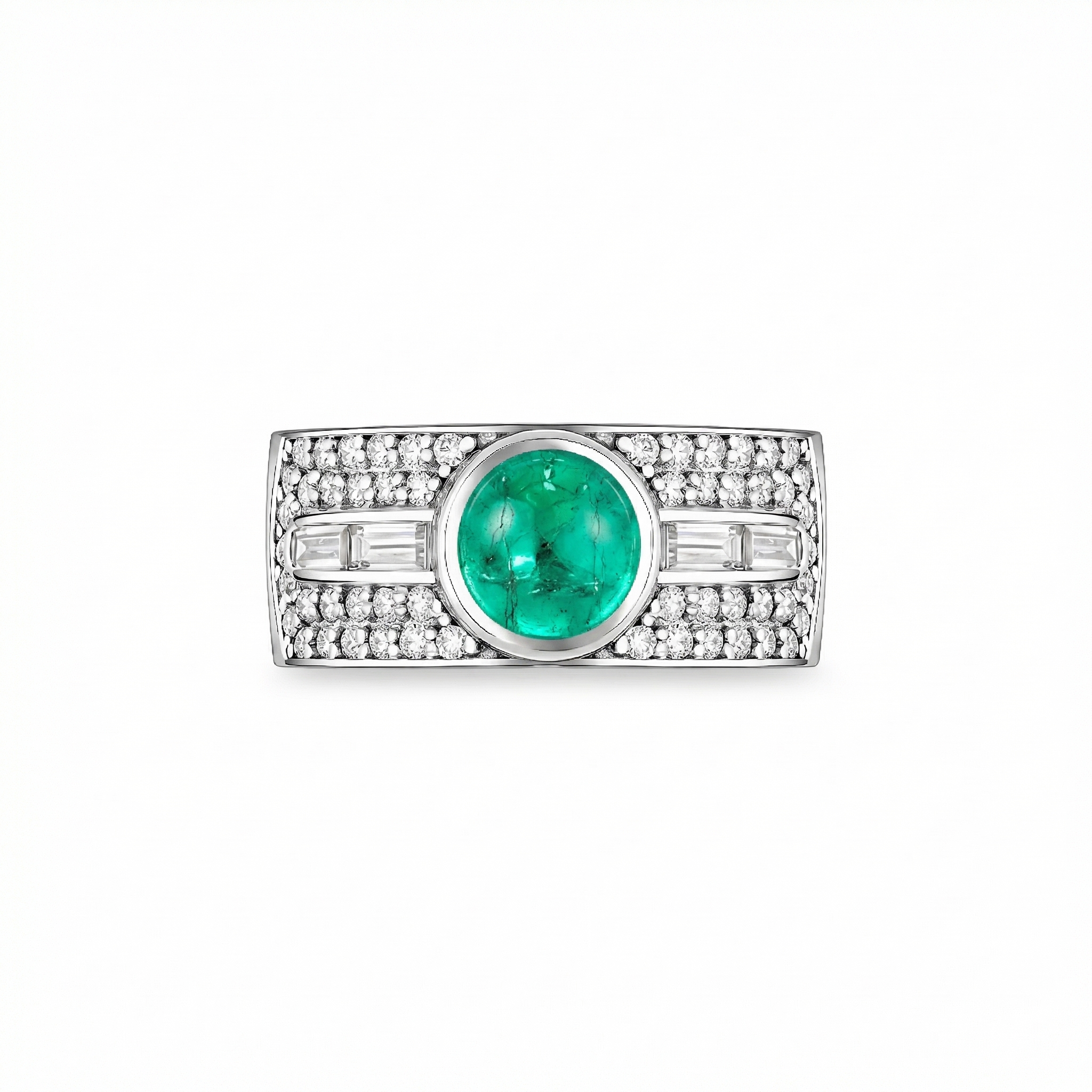Forma Cabochon Band Ring – Colombian Green Emerald