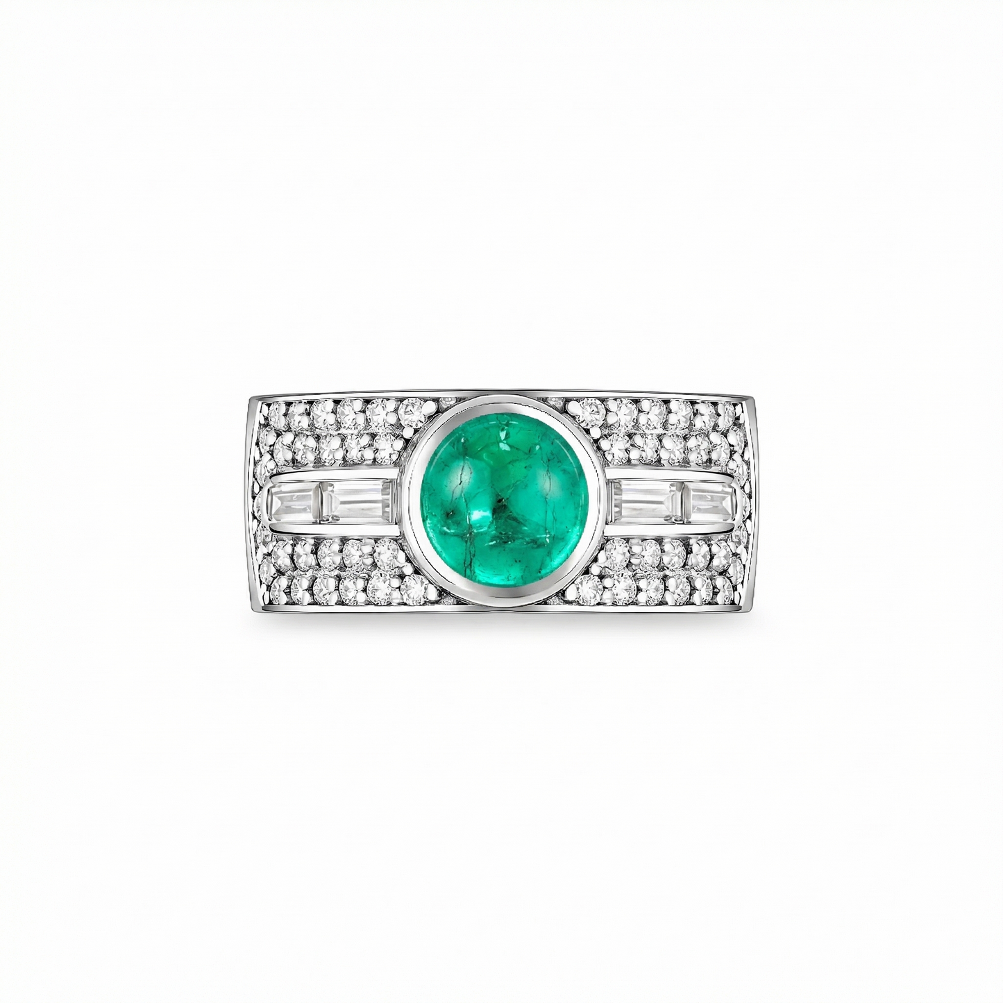 Forma Cabochon Band Ring – Colombian Green Emerald