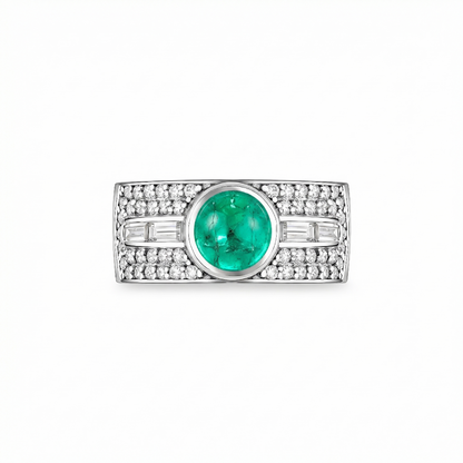 Forma Cabochon Band Ring – Colombian Green Emerald