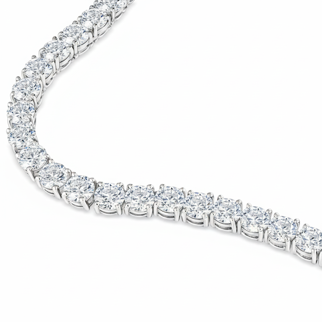 Juno Grande Tennis Necklace 25ct – White Diamond
