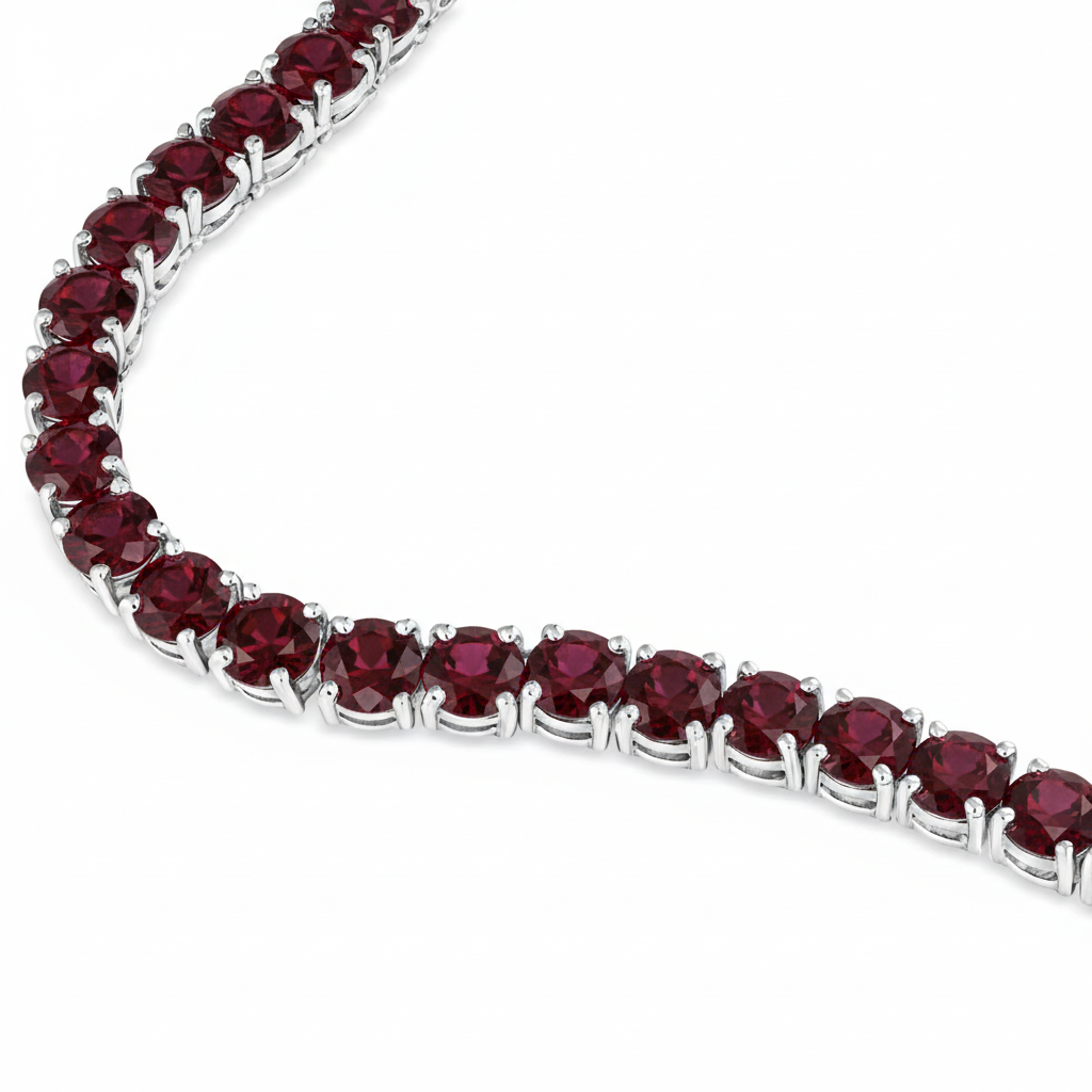 Juno Grande Tennis Necklace – Deep Red Garnet