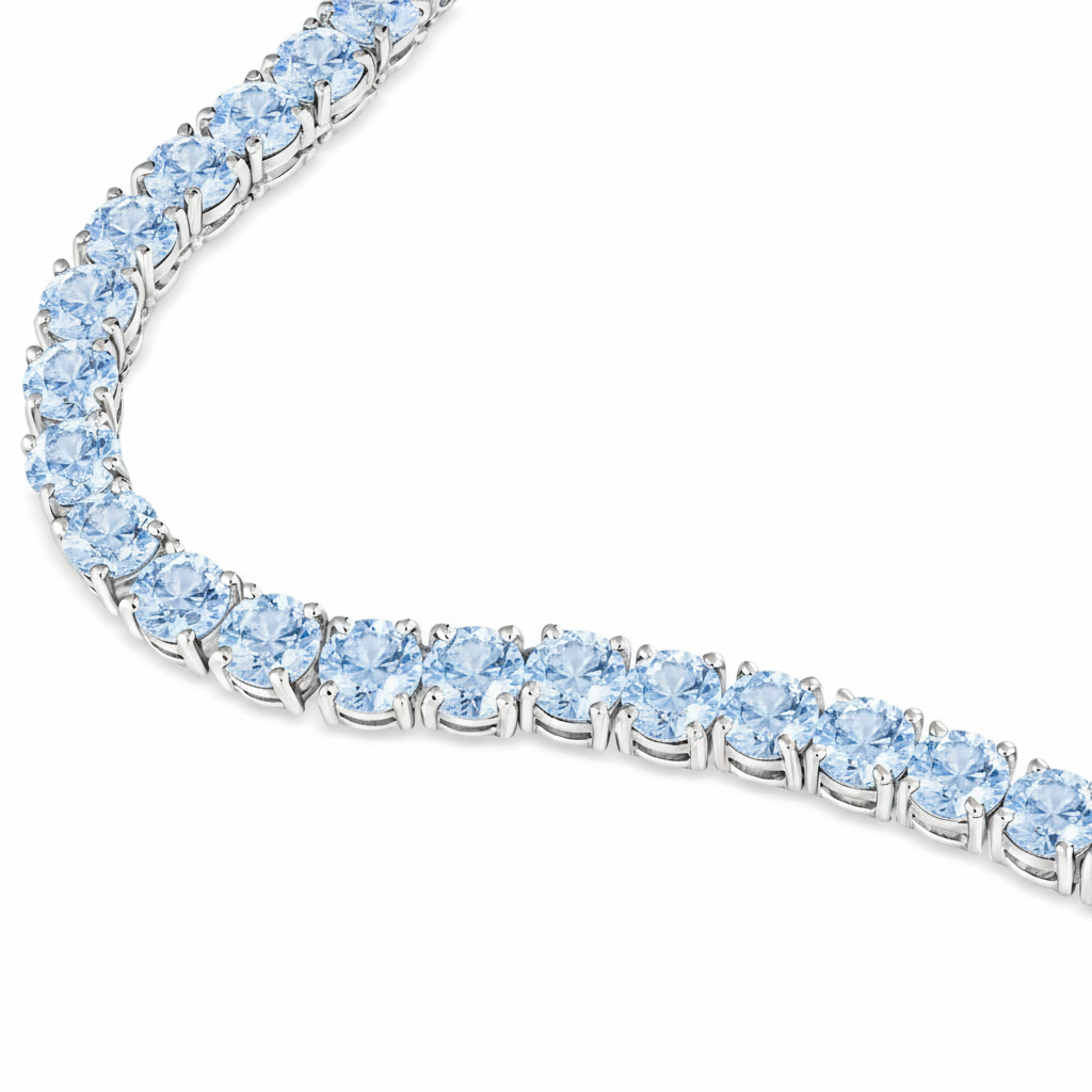 Juno Grande Tennis Necklace – Light Blue Aquamarine