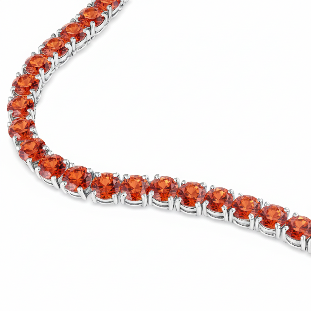 Juno Grande Tennis Necklace – Orange Padparadscha Sapphire