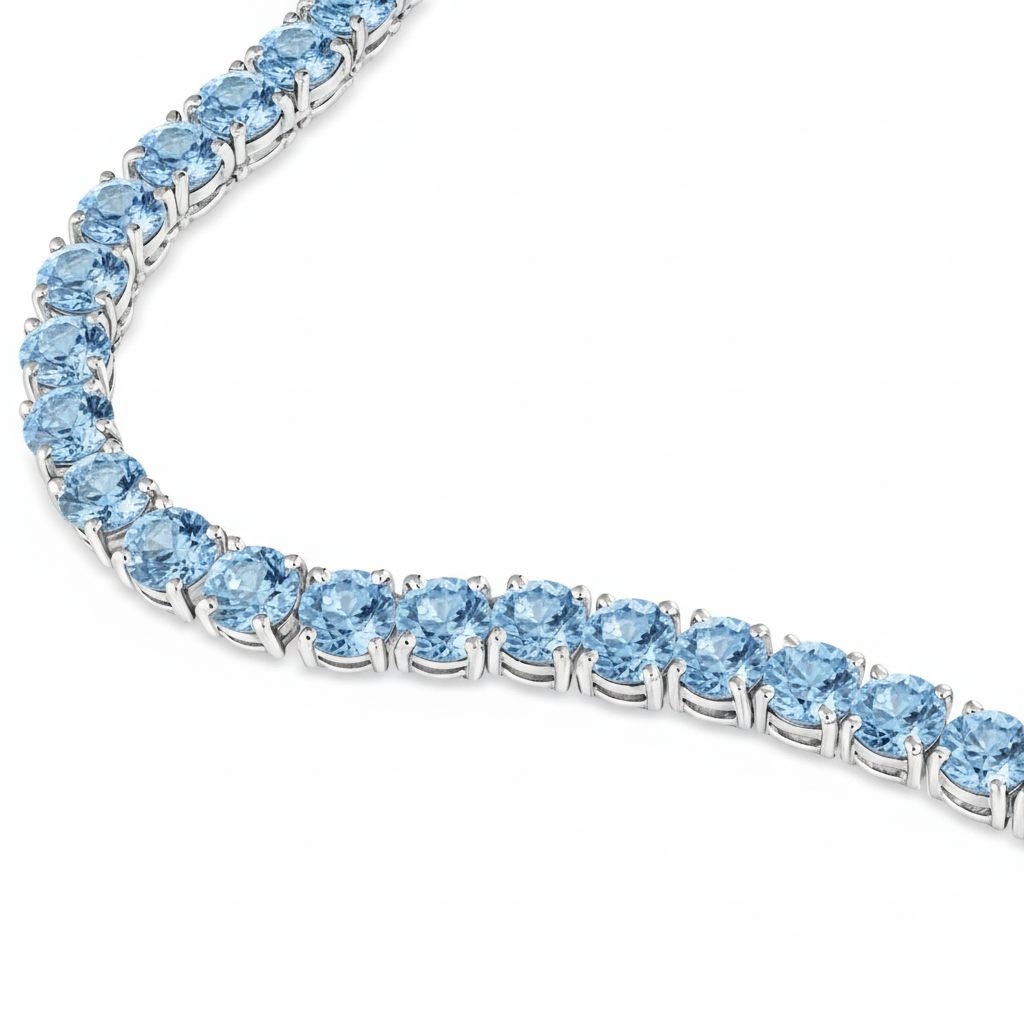 Juno Grande Tennis Necklace – Teal Blue Spinel