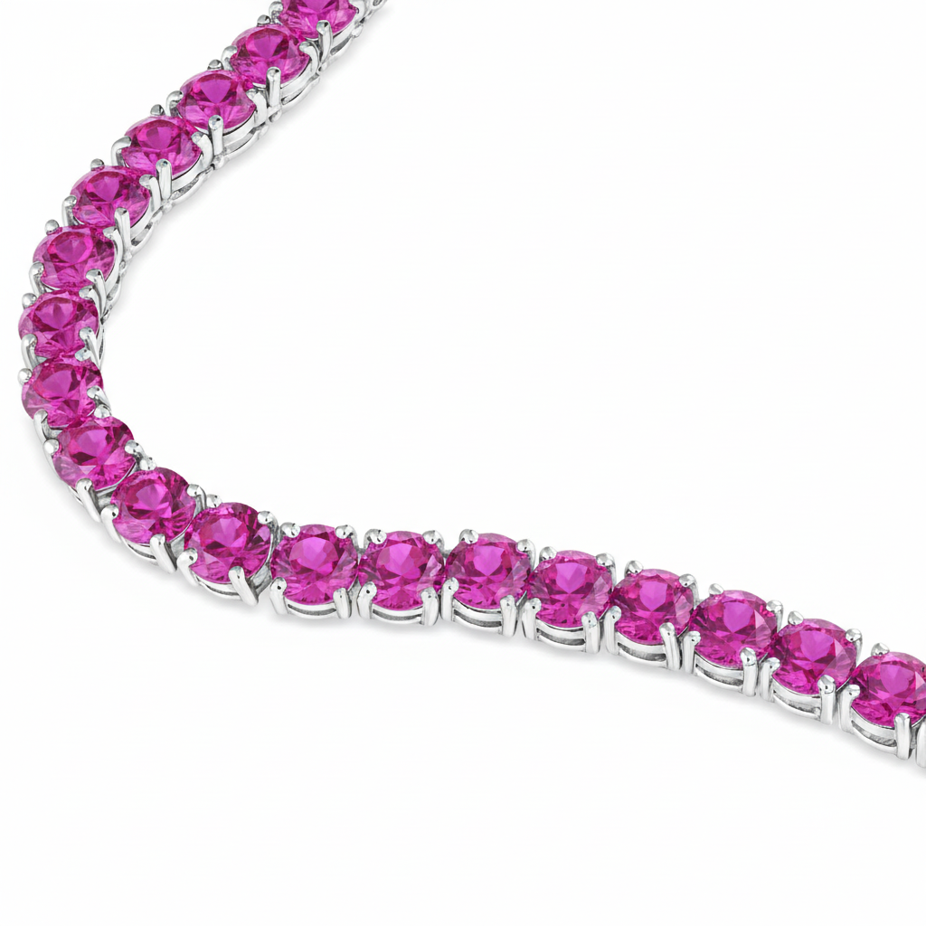 Juno Grande Tennis Necklace – Vivid Pink Sapphire