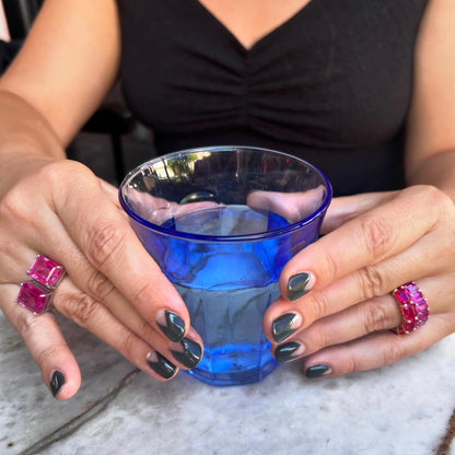 Nexus Twin Ring – Teal Blue Spinel